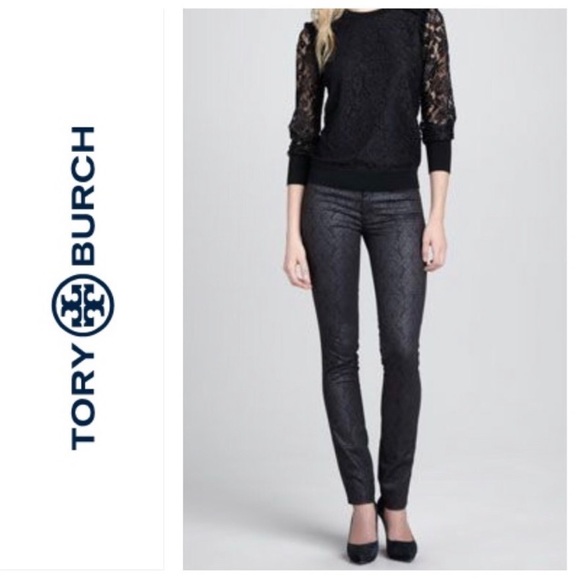 Tory Burch Denim - Tory Burch Honour Black Printed Skinny Jeans 24